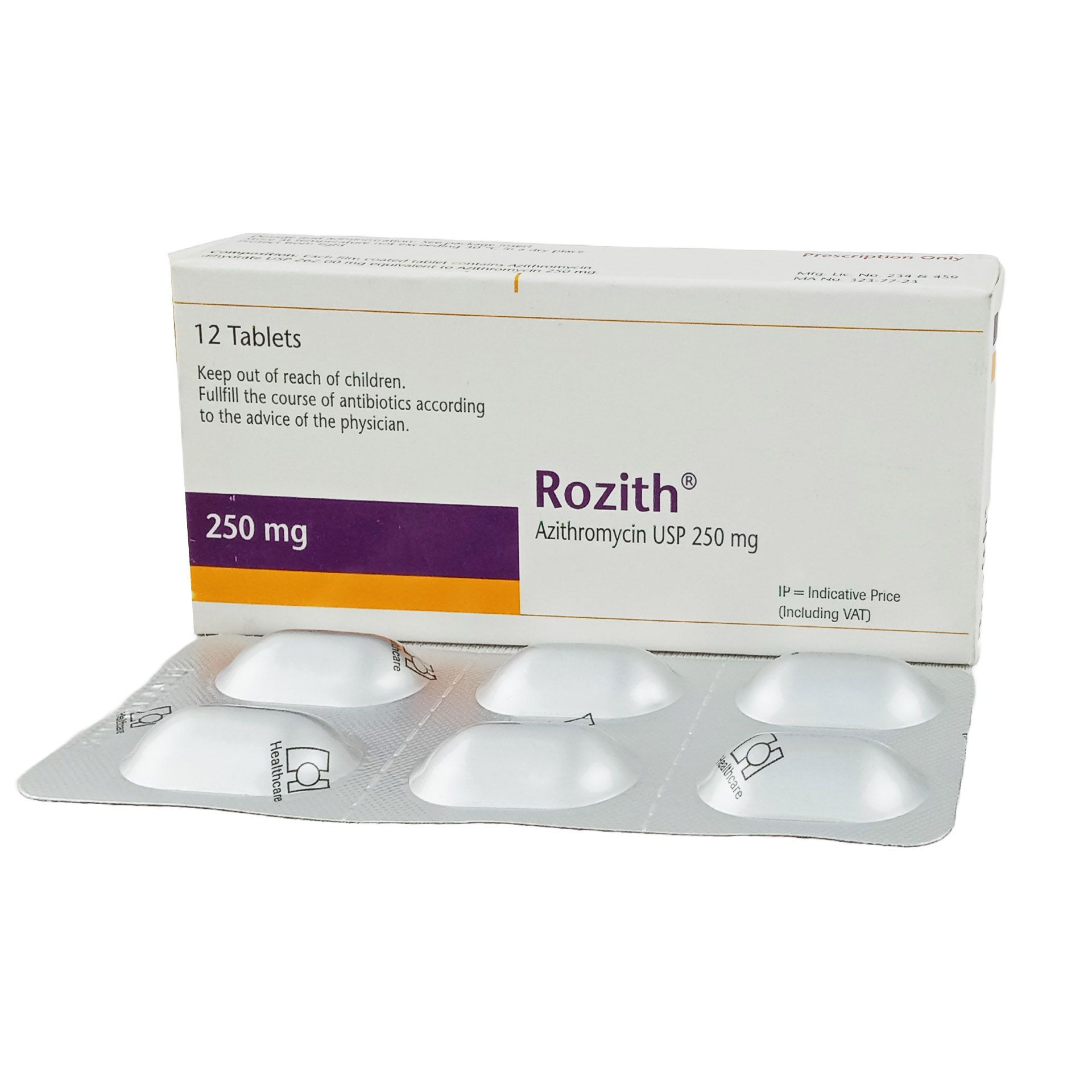 Rozith Tablet  Pack Image Azithromycin Dihydrate 250 mg